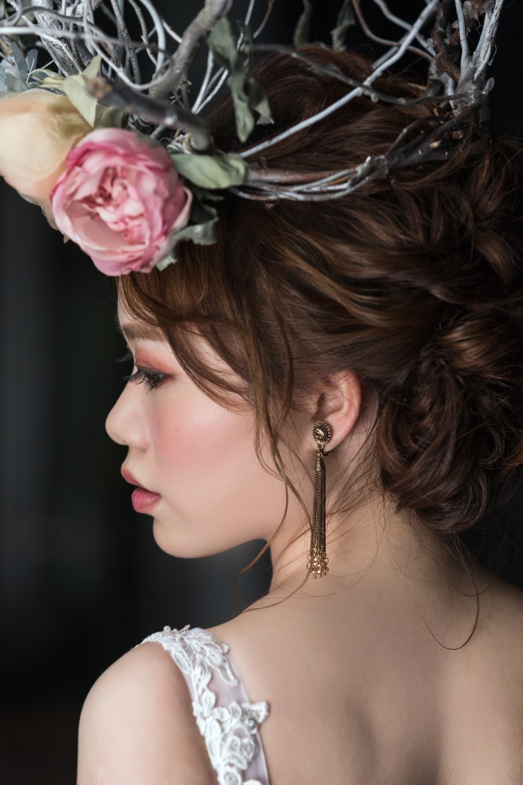 婚紗造型|新娘妝容|花頭飾|白紗|台北新秘|新秘雨晴|婚攝PInkY|EASTERN WEDDING