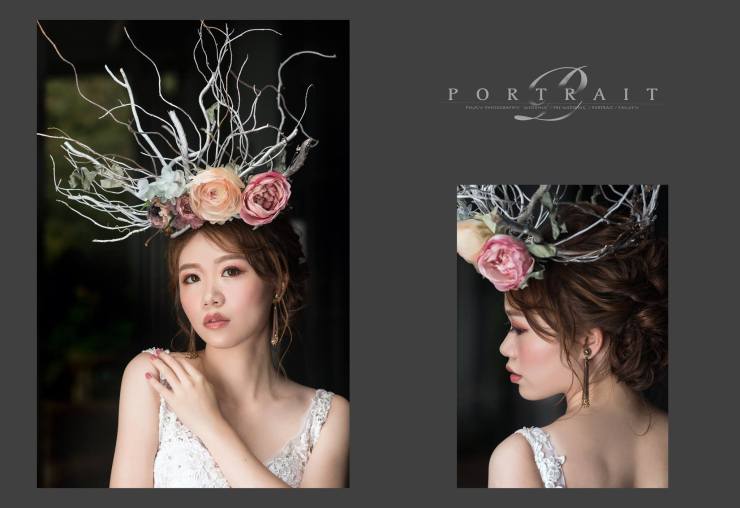 婚紗造型|新娘妝容|花頭飾|白紗|台北新秘|新秘雨晴|婚攝PInkY|EASTERN WEDDING