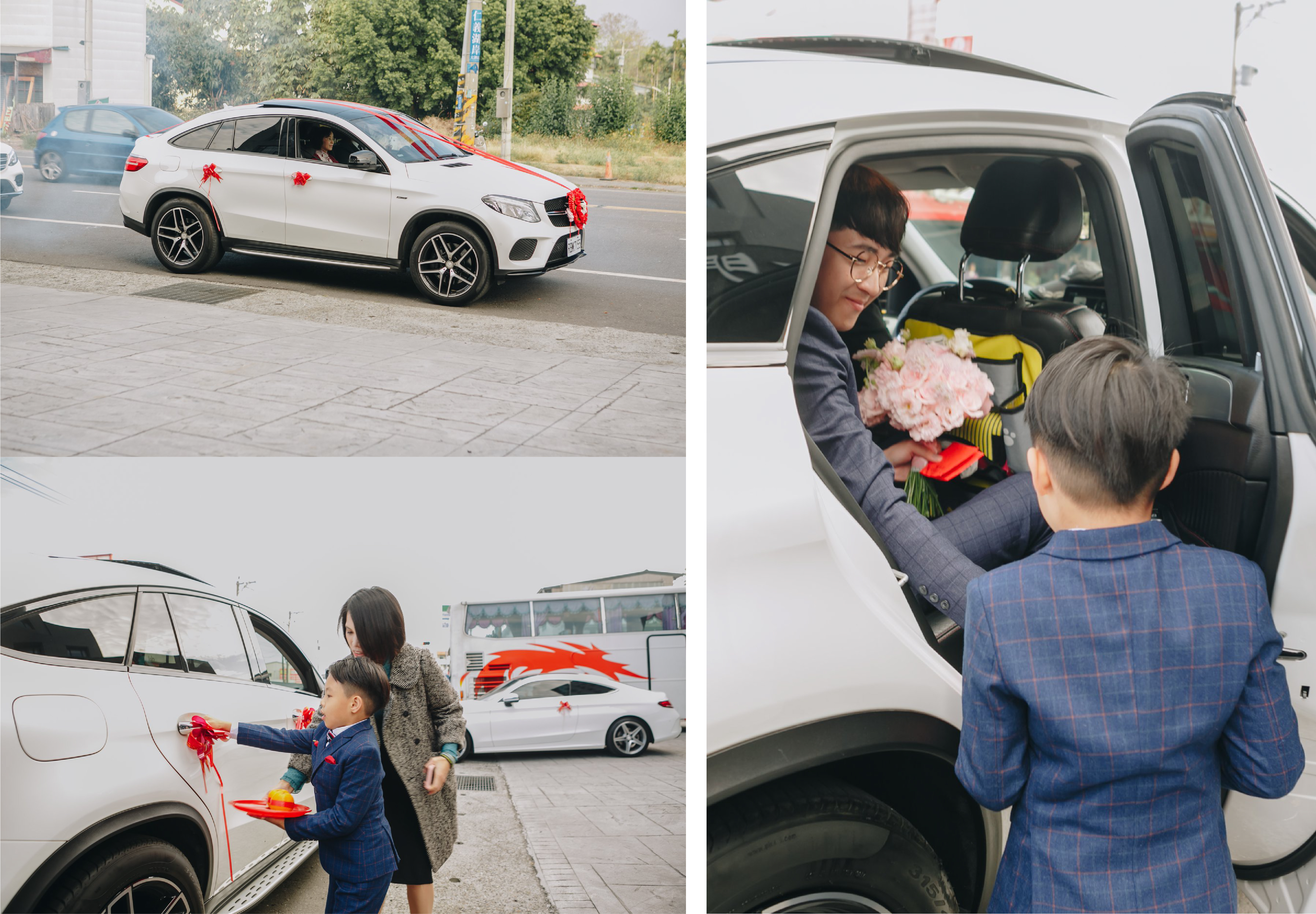 台北新秘推薦|新娘秘書雨晴|婚禮攝影平面紀錄|七囍|GTpeng|迎娶車隊|新郎下車