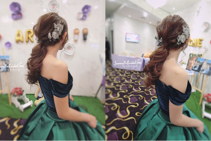 進場造型｜嘉義新秘推薦｜小原婚宴｜簡單幸福｜乾燥花飾品｜新娘造型｜新娘髮型｜甜美新娘｜氣質新娘造型｜低馬尾造型