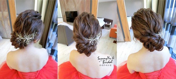台北新秘推薦│新娘秘書｜新秘雨晴│新秘推薦│新娘秘書推薦｜新娘造型│低盤髮造型｜編髮造型│紅色禮服｜新娘文定造型｜篷鬆線條髮型｜樂億皇家渡假酒店