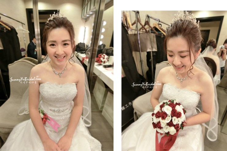 白紗進場造型｜小皇冠飾品｜優雅氣質白紗｜台北新秘│新秘雨晴│新秘推薦│新娘秘書推薦｜新娘造型│世貿三三｜高盤髮丸子頭造型