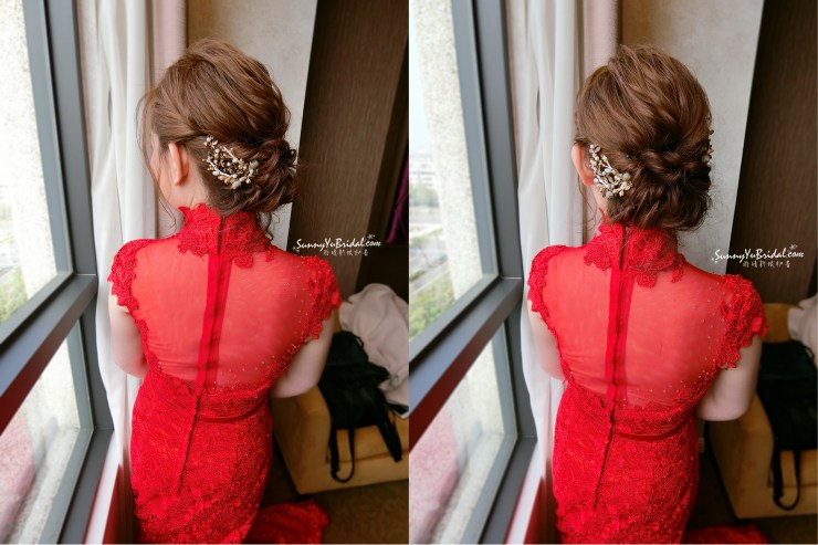 台北新秘推薦│新娘秘書｜新秘雨晴│新秘推薦│新娘秘書推薦｜新娘造型│低盤髮造型｜編髮造型│紅色禮服｜新娘文定造型｜篷鬆線條髮型｜皇品國際酒店｜溫蒂婚紗｜嘉義新秘推薦