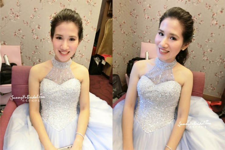 新娘妝髮|水藍色婚紗禮服|淺色禮服|乾燥花飾品|新娘高馬尾造型|敬酒送客造型|台北新秘推薦|內湖南港新秘推薦|新娘秘書推薦雨晴|allback髮型|馬尾造型|氣質優雅新娘妝髮|自然妝感新娘秘書