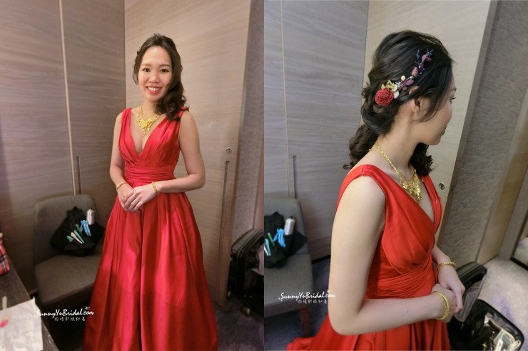 敬酒造型|新娘側邊造型|紅色禮服|yours婚紗|新娘造型|寒舍艾麗|台北新秘推薦|新娘秘書推薦雨晴|乾燥花造型