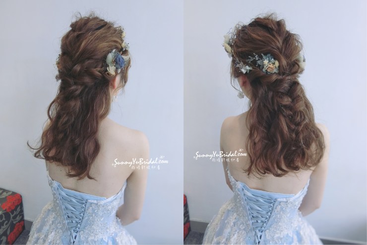 莫蘭迪配色色調｜台北新娘秘書｜台北內湖南港新秘推薦雨晴｜手作新娘飾品｜雨晴手作｜延禧攻略｜乾燥不凋花新娘飾品｜乾燥花新娘造型｜中國復古色｜藍紫色｜仙女乾燥花環｜不凋花圈｜雨晴乾燥花飾｜森林系花飾｜藤蔓花圈｜日系髮型｜編髮