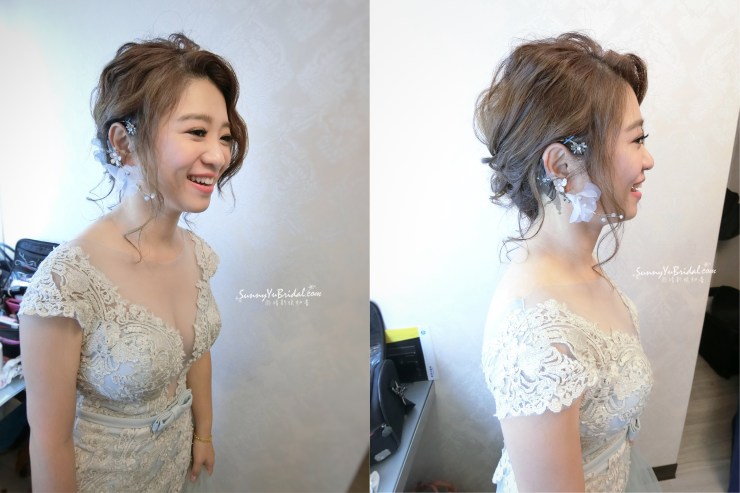 新娘送客造型｜側盤髮｜日系髮型｜鬆亂髮型｜甜美風格｜仙女風｜藍色禮服｜HCstudio｜台北新娘秘書｜彭園會館｜新秘雨晴SunnyYu｜台北南港內湖新秘推薦｜純宴客