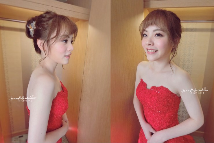 甜美|新娘眼妝|清透妝感|日系睫毛根根分明|妹妹頭新娘造型|花苞頭|文定儀式|新娘妝感| 新秘雨晴SunnyYu|台北新娘秘書推薦|南港內湖新娘秘書推薦|新娘秘書| 紅色禮服|綁帶桃心領禮服|貳月婚紗|婚攝彭彭|囍月場所主持|翰品酒店|