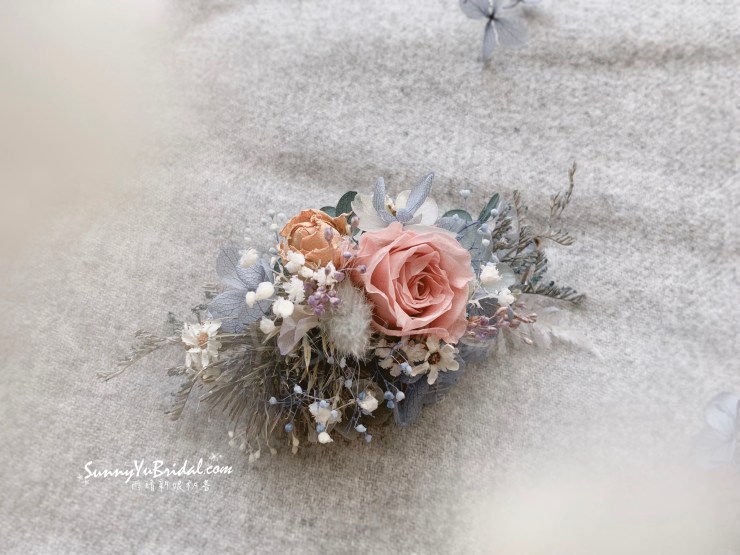 台北新娘秘書｜台北內湖南港新秘推薦雨晴｜手作新娘飾品｜雨晴手作｜乾燥不凋花新娘飾品｜乾燥花新娘造型｜雨晴手作乾燥花飾｜煙燻粉玫瑰｜不凋花