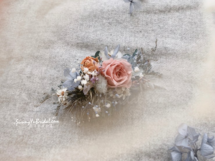 台北新娘秘書｜台北內湖南港新秘推薦雨晴｜手作新娘飾品｜雨晴手作｜乾燥不凋花新娘飾品｜乾燥花新娘造型｜雨晴手作乾燥花飾｜煙燻粉｜不凋花