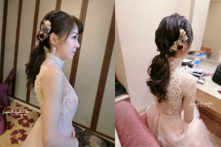 敬酒妝髮｜馬尾造型｜乾燥花髮型｜台北新娘秘書｜新秘推薦｜新秘雨晴｜林莉婚紗｜君悅酒店｜白紗｜新娘造型｜結婚髮型｜黑髮造型｜新娘妝髮｜氣質妝感｜甜美妝感｜妹妹頭新娘造型｜