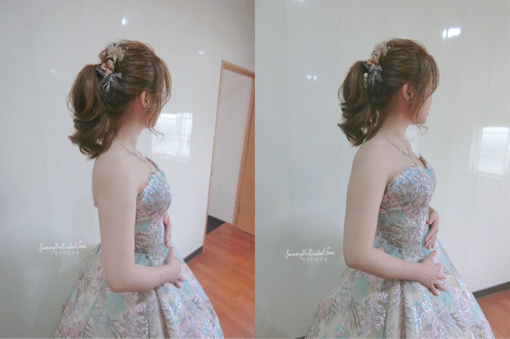 新娘髮型｜新娘造型｜台北新秘推薦｜台北新娘秘書｜內湖東湖南港婚禮造型師｜敬酒造型｜高馬尾造型｜碎花禮服｜活潑新娘髮型｜新娘眼妝｜仙氣新娘造型｜台北新秘雨晴