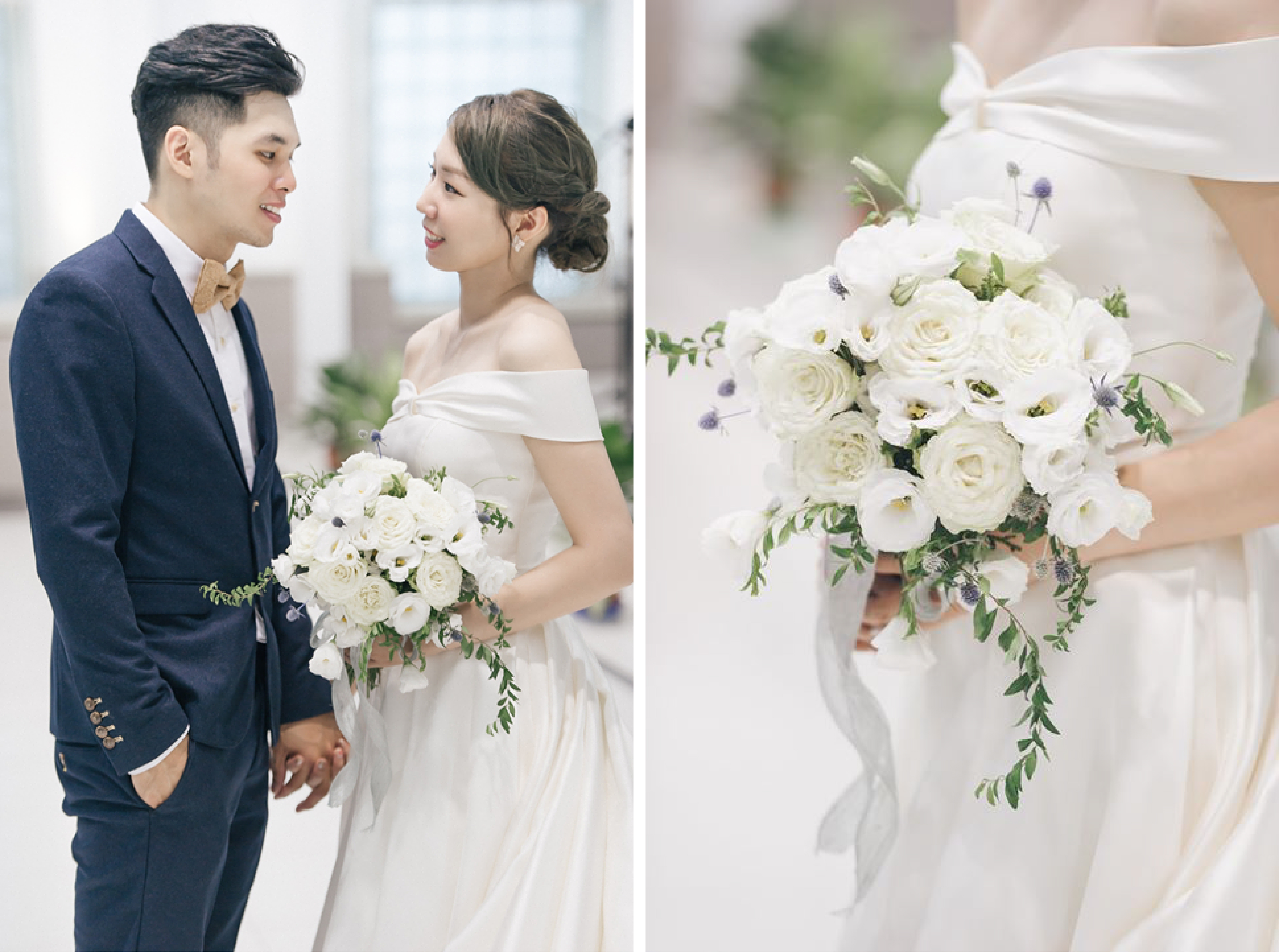 新娘捧花|新郎胸花|捧花訂製|鮮花捧花|台北新娘秘書推薦雨晴|台北南港內湖新秘推薦|手綁捧花|乾燥花|客製捧花|乾燥花胸花|自然系捧花|奔放捧花|玫瑰花桔梗尤加利葉薊花|白綠色捧花