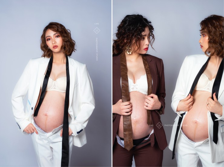 孕婦寫真｜妊辰紀錄｜台北孕媽咪寫真｜貳月婚紗｜台北新秘推薦｜孕婦創作照片｜台北新娘秘書雨晴｜哲攝攝影工作室｜帥氣西裝孕婦｜歐美妝感｜厭世紅唇｜閨蜜孕婦照｜創作妝髮｜h'n wei make up &amp; hairstyle