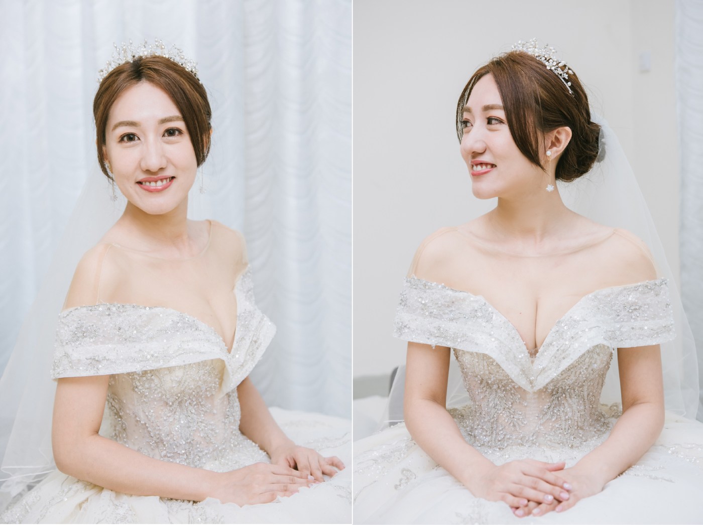 台北新娘秘書雨晴｜新娘造型｜新娘妝感｜新娘眼型調整｜東湖新秘推薦｜氣質貴氣妝感｜｜盤髮低髻髮型｜皇冠造型｜新娘白紗造型｜TINPhotography子婷｜卡肩V領禮服｜根根分明假睫毛｜新娘訂結婚造型｜訂結同天