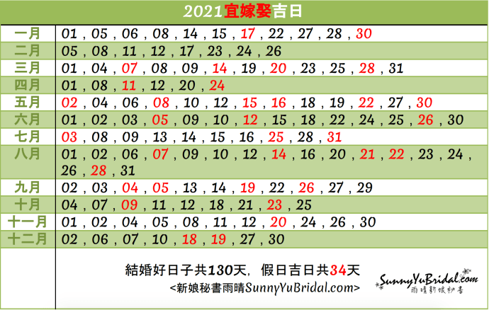 2021宜嫁娶好日｜110年婚禮好日｜結婚農民曆日子｜黃曆嫁娶吉日｜2021結婚好日｜新秘推薦｜新娘秘書雨晴｜台北新娘秘書｜內湖南港東湖新娘秘書｜