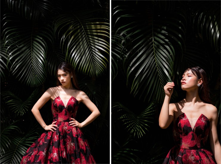 台北新秘推薦｜新娘秘書雨晴｜台北婚禮造型師推薦｜貳月婚紗推薦｜哲攝Luke攝影｜花藝造型｜時尚俐落個性雜誌拍攝風格｜新娘妝髮｜新娘時裝造型｜新娘花藝造型｜紅色花布晚禮服｜紅色系眼妝｜空靈自信厭世妝感