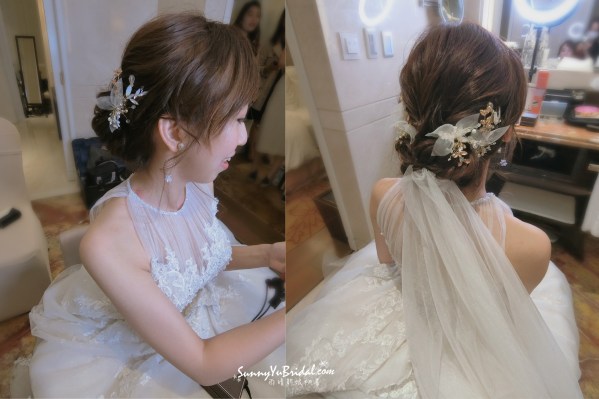 白紗造型｜台北新秘｜新娘秘書推薦雨晴｜透亮妝感｜削肩婚紗禮服｜小櫥窗法式手工婚紗｜大倉久和飯店｜韓系造型｜自然氣質｜新娘妝感髮型｜低盤髮｜仙氣